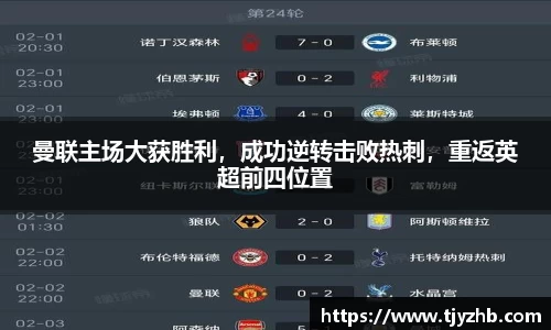 曼联主场大获胜利，成功逆转击败热刺，重返英超前四位置